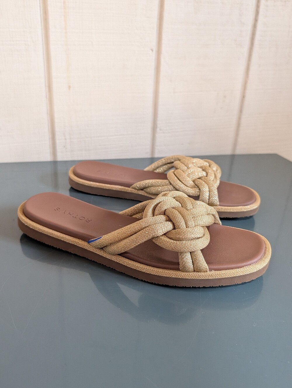 Rothy's The Summer Sandal Golden Sun Women's Size 10 Metallic Knot